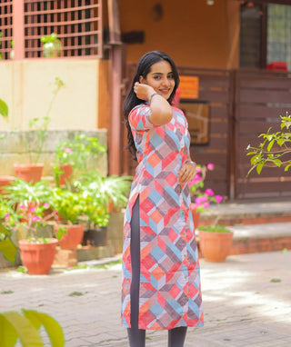 Spectrum-Hued Cotton Kurti –  Casual Wear