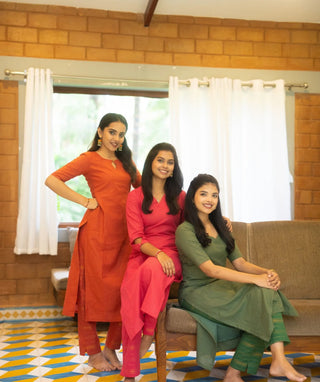 Rani Blush Zari Checked Handloom Cotton Festive Co-Ord Set