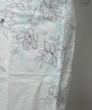 Moonlit Silver Pearl Cotton Embroidered 3 Piece Set