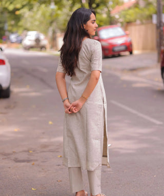 Moonstone Mist Cotton Slub Co-ords Set with Pockets | Everyday Chic