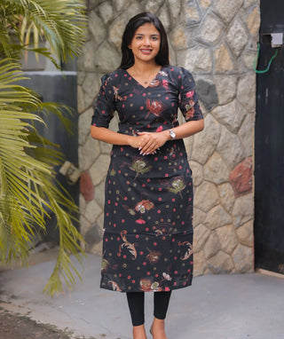 Midnight Rosewood Cotton Kurti – Everyday Elegance Edition