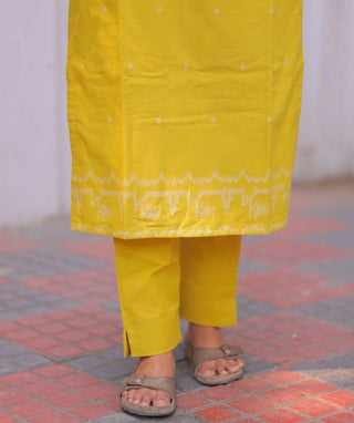 Marigold Glow Handloom Cotton 3 Piece Co-ord Set