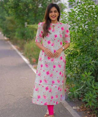 Pistachio Green Cotton Kurti with Lining – Daily Wear