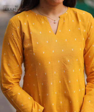 Amber Marigold Handloom Cotton Co-ord Set with Wide Pants