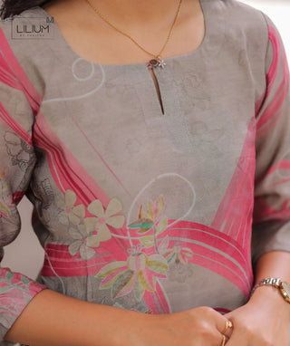 Misty Rosewood Muslin 3/4 Sleeve Cotton Kurti
