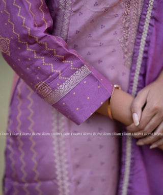 Elegant Lavender & Blush Tussar Silk 3-Piece Traditional Set