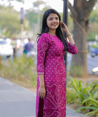 Magenta Pink Pure Muslin Kurti – Elegant Casual Wear