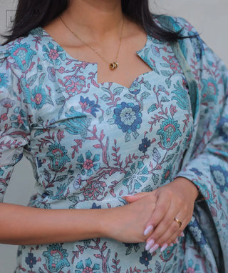 Trending Celestial Mint Tussar Kurti with Shawl for Women