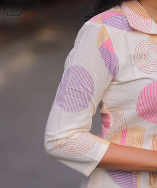 Blush Confetti Cotton Kurti with 3/4 Sleeves for Women