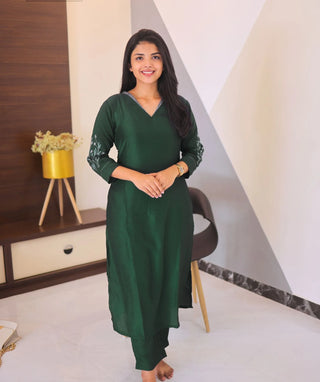 Botanical Green Muslin Co-ords Set – Casual Chic Style