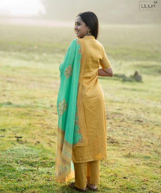 Marigold Sunshine Hand Embroidered Muslin 3 Piece Set