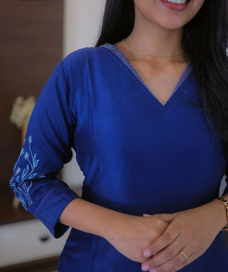 Moonlight Blue Muslin Co-ords with Pockets – Casual Style