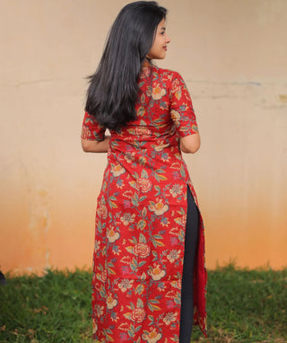 Burnished Pomegranate Cotton Kurti for Everyday Style
