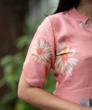 Blush Camellia Muslin Kurti | Floral Casual Wear