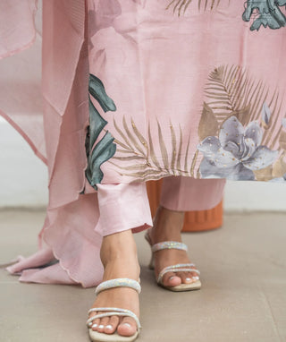Rosewater Veil Muslin 3-Piece Set with Hand Embroidery