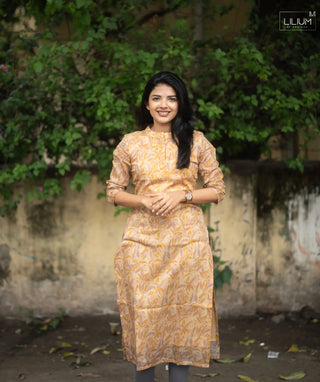 Imperial Mustard Soft Cotton Kurti with Open Slit