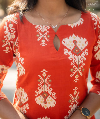 Rust Royale Cotton Kurti – Everyday Casual Comfort