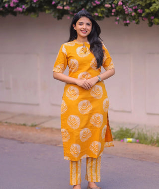 Sunset Mustard Cotton Co-Ord Set with Pockets | Everyday Chic