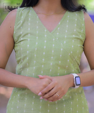 Citrus Green in Handloom Cotton -Co-ords Set | Kurti