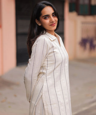 Moonlit Ivory Handloom Jute Cotton Co-ord Set