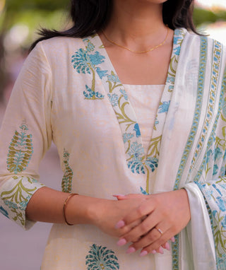 Moonstone Cotton 3-Piece Set in Teal Bloom Print