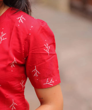 Velvet Poppy Charm Cotton Kurti | Modern Casual Look