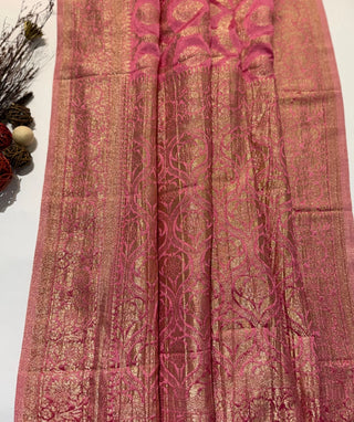 Gulabi Pink Banaras Saree | Zari Work Silk Saree