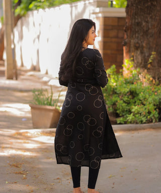 Midnight Orbit Cotton Kurti with 3/4 Sleeves