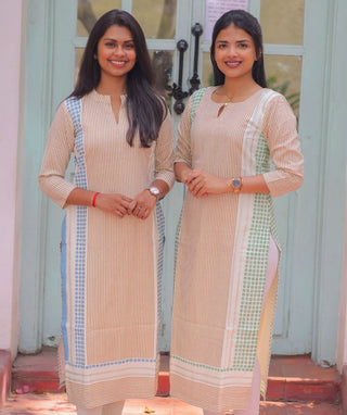 Sky Stripe Cotton Rayon Kurti – Trendy Casual Wear