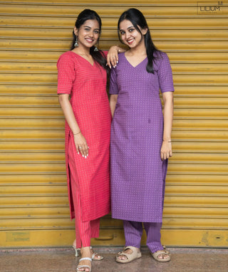 Petal Pink Handloom Cotton Co-Ord Set with Pockets