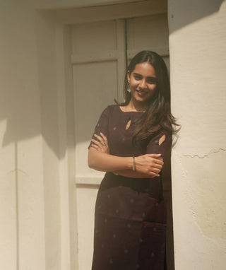 Mahogany Plum Handloom Chanderi Silk Kurti with Butta