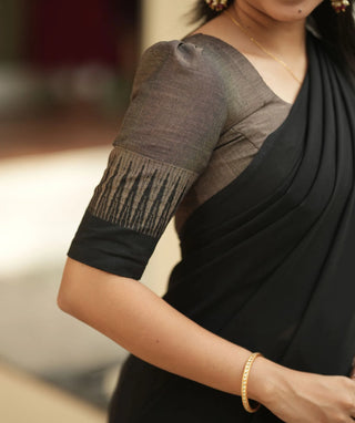 Ash Brown Handloom Narayanpet Cotton Half Saree Set