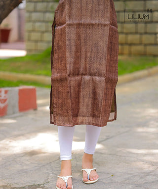 Hazel Brown Chanderi Kurti with Shawl – Casual Elegance