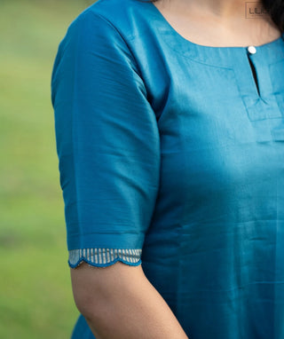 Ocean Teal Breeze Hand Embroidered Muslin 3 Piece Set