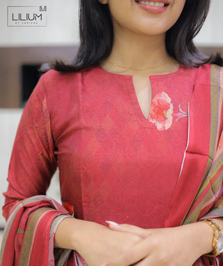 Russet Red A-Line Kurti with Shawl – Casual Wear