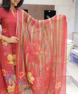 Russet Red A-Line Kurti with Shawl – Casual Wear