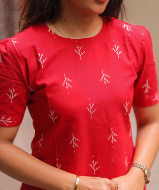 Velvet Poppy Charm Cotton Kurti | Modern Casual Look