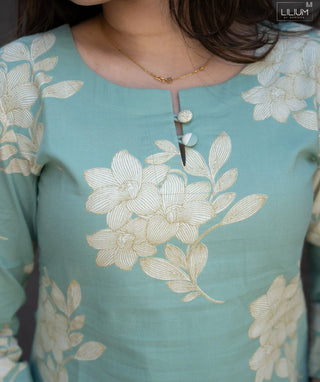 Seafoam Floral Serenity Cotton Co-ords with Pockets