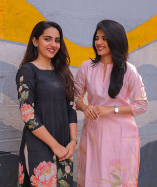 Rosé Garden Siberian Silk Kurti – Elegant Casual Style