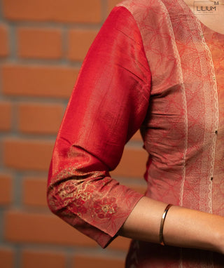 Terracotta Coral Bloom Hand Embroidered Muslin 3 Piece Set