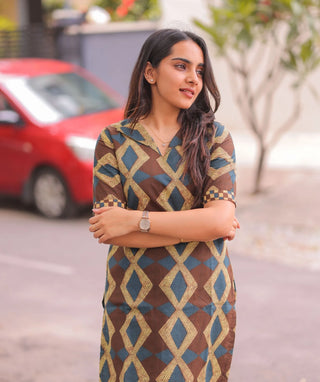 Mocha Sapphire Cotton Co-Ord Set with Pockets