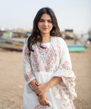 Ivory Blush Garden Mul Cotton 3-Piece Casual Set