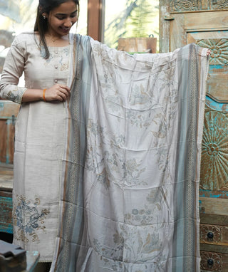 Stone Mist Slub Muslin 3-Piece Set with Pockets