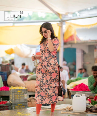 Faded Black Chanderi Kurti – Casual Wear