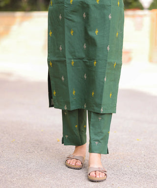 Alpine Leaf Green Cotton Coords with Pockets – Casual Chic