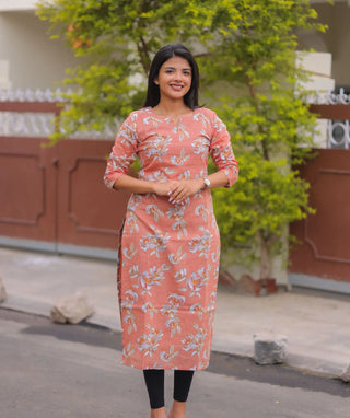 Desert Rose Foil Print Modal Cotton Kurti for Casual Elegance