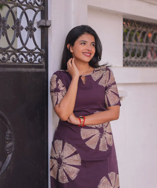 Mulberry Eclipse Cotton Kurti with Elbow Sleeves