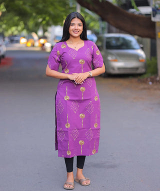 Orchid Amethyst Cotton Kurti | Elegant Casual Wear