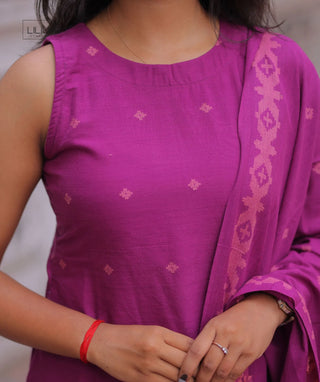 Royal Orchid Handloom Cotton 3 Piece Set with Pockets