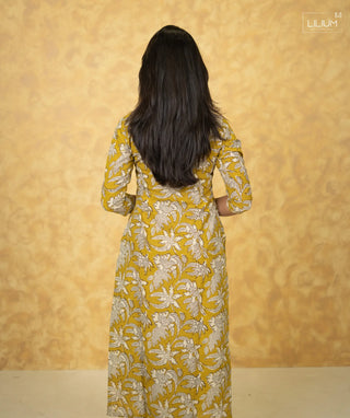 Elite Mustard Gold Cotton Kurti with Lining & Open Slit